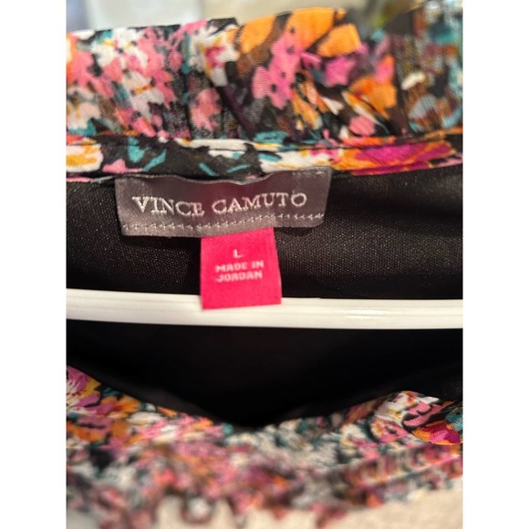 NET Vince Camuto chiffon floral multicolor black minidress - Picture 4 of 5